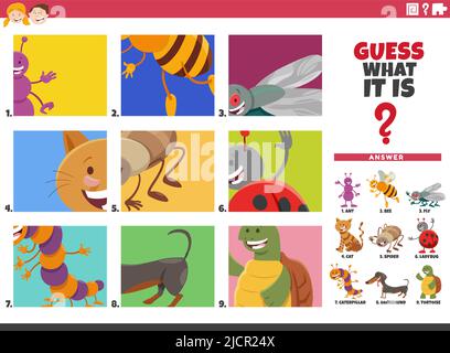 Cartoon Illustration von pädagogischen Spiel der erraten Tiere für Kinder Stock Vektor
