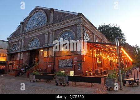 Altrincham Market House, am Abend Greenwood Street, Altrincham, Greater Manchester, ENGLAND, GROSSBRITANNIEN, WA14 1SA Stockfoto