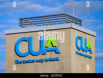 DIE CUA Bank unterschreiben am Hauptsitz. CUA ist die Credit Union Atlantic, ein Full-Service-Bankinstitut bietet. HALIFAX, NOVA SCOTIA, KANADA - JUNI 2022 Stockfoto