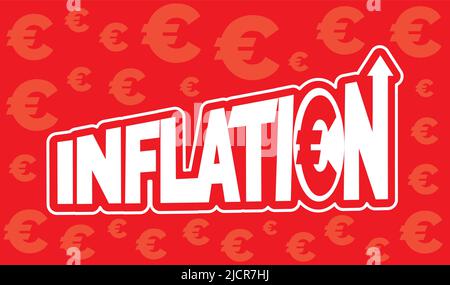 Inflation, Vektor. Roter Alarm. Abbildung des Euro-Symbols. Posterdesign Stock Vektor