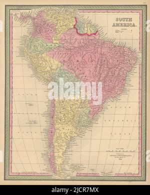 Südamerika. Brasilien La Plata Peru Equador Chili Uruguay. COWPERTHWAIT 1852 MAP Stockfoto