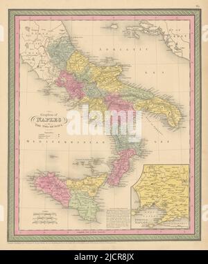 Königreich Neapel oder die beiden Sizilien. Süditalien. COWPERTHWAIT 1852 MAP Stockfoto