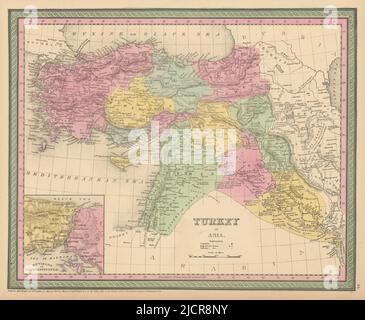 Türkei in Asien. Levant Anatolia Naher Osten Syrien Irak. COWPERTHWAIT 1852 MAP Stockfoto