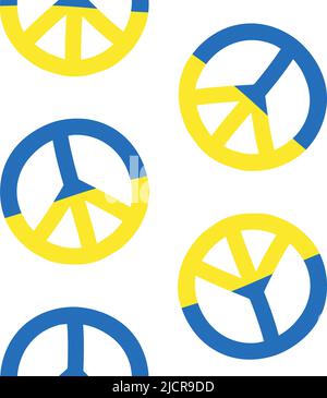 Vektor nahtloses Muster des Friedens mit Ukraine-Flagge Stock Vektor