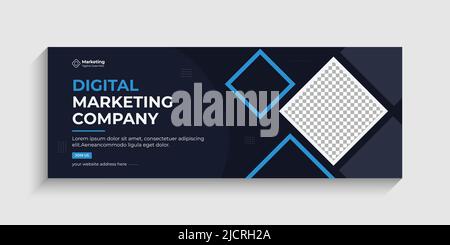 Digital Marketing Firma Facebook Cover und Web-Banner-Anzeige Vorlage, Verwendung für soziale Medien, Social Media Post Design Vorlage blau Farbe. Stock Vektor