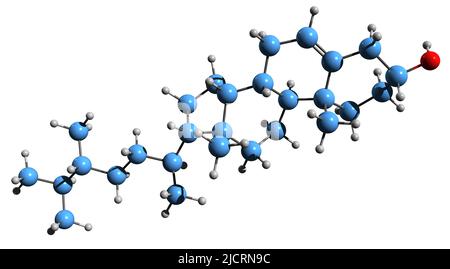 3D Bild der Skelettformel des Campesterols - molekulare chemische Struktur des Phytosterols auf weißem Hintergrund isoliert Stockfoto