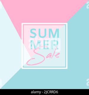 Banner für Sommerverkauf. Summer Sale Phrase auf blauem und pinkem Hintergrund. Vektorgrafik. Stock Vektor