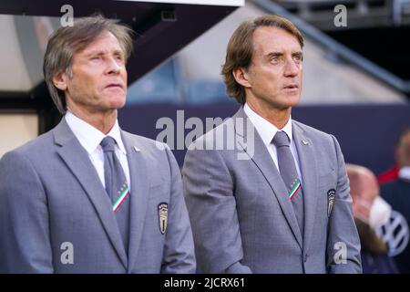 MÖNCHENGLADBACH, DEUTSCHLAND - 14. JUNI: Trainer Roberto Mancini aus Italien beim Spiel der UEFA Nations League zwischen Deutschland und Italien im Borussia-Park am 14. Juni 2022 in Mönchengladbach (Foto: Joris Verwijst/Orange PicBilder) Stockfoto