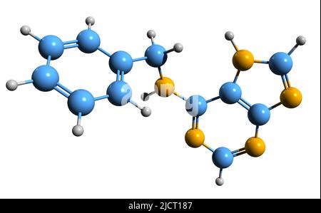 3D Aufnahme der Skelettformel von 6-Benzylaminopurin - molekularchemische Struktur von Cytokinin 6-Benzyladenin auf weißem Hintergrund isoliert Stockfoto