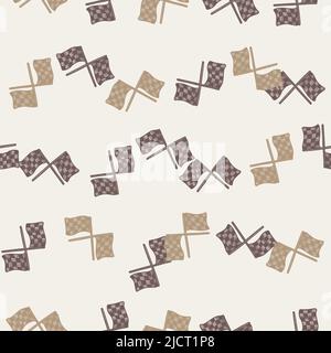 Rennflagge nahtlose Mustergravur. Vintage Sport Hintergrund in handgezeichneter Stil. Vektor wiederholte Textur für Druck, Stoff, Verpackung, Tapete, ti Stock Vektor