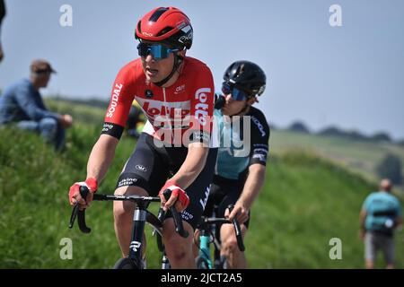 Der Belgier Florian Vermeersch von Lotto Soudal wurde während der ersten Etappe des Radrennens der Baloise Belgium Tour, 165km von Merelbeke nach Maarkedal, am Mittwoch, den 15. Juni 2022, in Aktion gezeigt. Die Baloise Belgien Tour findet vom 15. Bis 19. Juni statt. BELGA FOTO DAVID STOCKMAN Stockfoto