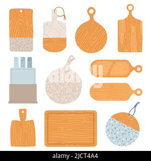 Holzschneidebretter setzen flache Design-Vektor Stock Vektor