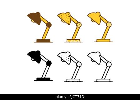 Vektor-Set von Tischlampen im Doodle-Stil auf weißem Hintergrund Stock Vektor
