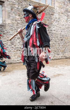 Flagcrackers of Skipton (Craven) beim Open Farm Day am 12.. Juni 2022 auf der Cappelside Farm Rathmell, Yorkshire. Stockfoto