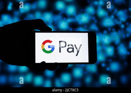 Google Pay (G Pay) Editorial. Illustratives Foto für Nachrichten über Google Pay (G Pay) - eine digitale Wallet-Plattform und Online-Zahlungssystem Stockfoto