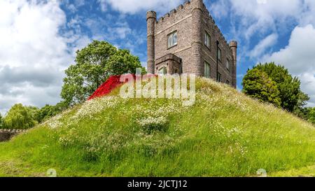 Die Jagdhütte in Abergavenny Castle, Wales. Stockfoto