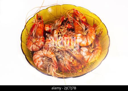 Ozeanische Garnelen werden gekocht. Sri Lanka Küche Stockfoto