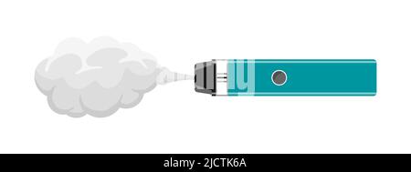 Vape Pen Hipster Ausrüstung zum Rauchen. Elektronische Zigarette mit Rauchwolke. E-Zigarette zum Verdampfen. Verdampfer Rauch Raucher Vektor eps Abbildung Stock Vektor