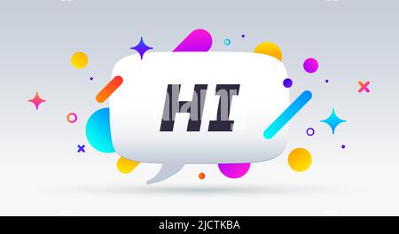 Hallo, Sprechblase. Banner, Poster, Sprechblase mit Text Hi. Geometrischer Stil mit Message Hi für Banner, Poster. Explosionssondes Design, Sprechblase. Vektorgrafik Stock Vektor
