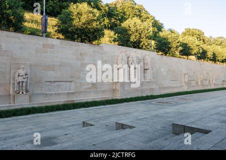 Die Mauer des Reformation-Denkmals im Parc des Bastions in Genf, Schweiz Stockfoto