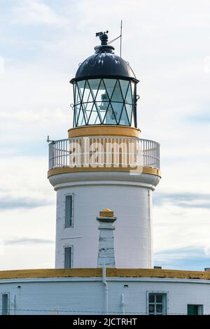 Chanonry Lighthouse auf der Black Isle, Chanonry Point, Ostküste von Schottland, Großbritannien Stockfoto