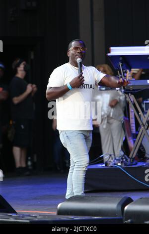 Der Komiker Skeet Carter spielt Live-Comedy bei der Dell East Music Center Summer Concert Series in Philadelphia. Mit: Komiker Skeet Carter wo: Philadelphia, Pennsylvania, USA Wann: 05 Aug 2021 Credit: W.Wade/WENN Stockfoto