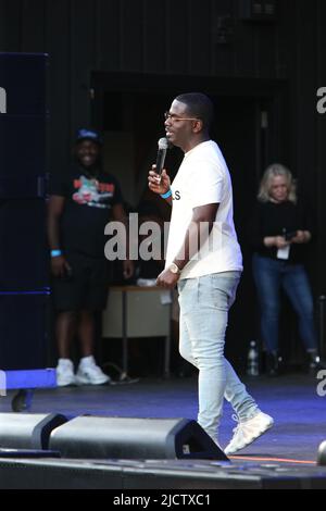 Der Komiker Skeet Carter spielt Live-Comedy bei der Dell East Music Center Summer Concert Series in Philadelphia. Mit: Komiker Skeet Carter wo: Philadelphia, Pennsylvania, USA Wann: 05 Aug 2021 Credit: W.Wade/WENN Stockfoto