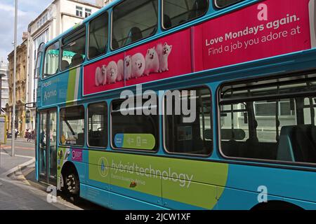 Mersey Cross-River Bus Service 471 nach Heswall, Arriva Hybrid Technology, abseits der Castle Street, in Liverpool, Merseyside, England, L2 0NR Stockfoto