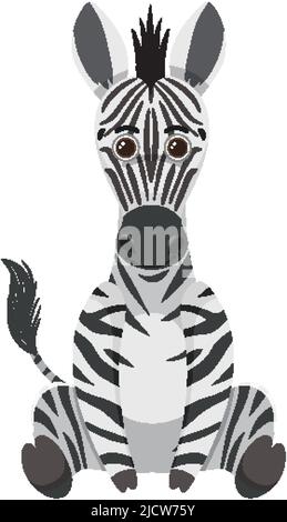 Niedliches Zebra in flacher, isolierter Illustration Stock Vektor