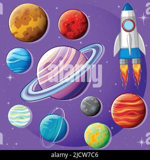 Raum Planeten nahtlose Musterdarstellung Stock Vektor