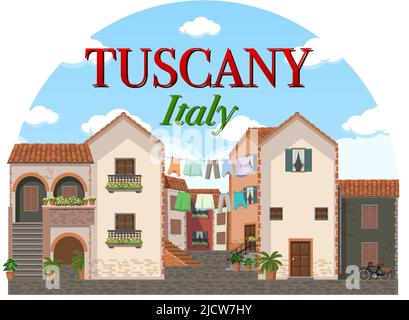 Tuscany Italy Landmark Logo Banner Illustration Stock Vektor