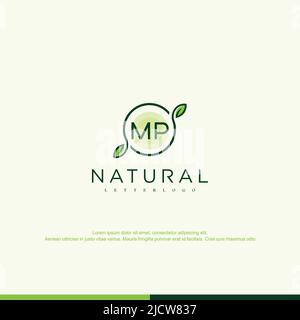 MP Initial Natural Logo Template Vektor Stock Vektor