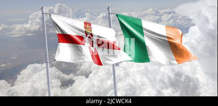 Flagge von irland und Nordirland .Vereinigung irlands Stockfoto