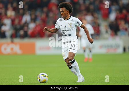 15.. Juni 2022; Arena da Baixada, Curitiba, Paraná, Brazill; Brasilianischer A-League Fußball-Athletico gegen Korinther; Willian of Corinthians, Stockfoto