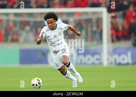 15.. Juni 2022; Arena da Baixada, Curitiba, Paraná, Brazill; Brasilianischer A-League Fußball-Athletico gegen Korinther; Willian of Corinthians, Stockfoto