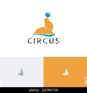 Seal Circus Show Sea Lion Animal Wildlife Zoo Logo Stock Vektor