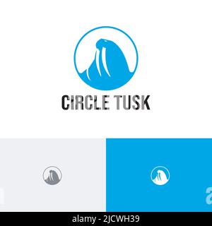 Circle Tusk Walrus Animal Pole Wildlife Nature Logo Stock Vektor