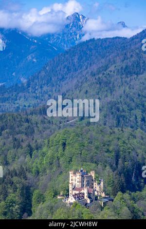 Blick auf Hohenschwangau, Bayern, Deutschland Stockfoto