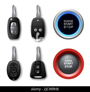 Auto Schlüssel Türschloss realistische Nachbau Vektor-Set Stock Vektor