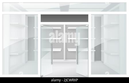 Doppelte Glastür für den Vektor des Ladeneingangs Stock Vektor