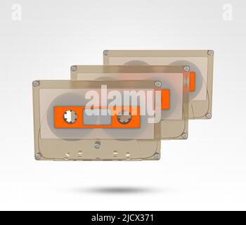 Alte Retro Vintage Audio Musik Kassette. Retro Musik Audiokassette 80s. 3D gerenderte Abbildung. Stockfoto