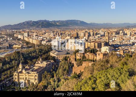 Blick vom Gibralfaro Blick über das Stadtzentrum, Malaga, Costa del Sol, Andalusien, Spanien, Europa Stockfoto