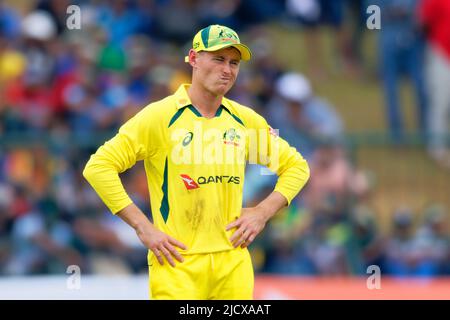 Kandy, Sri Lanka. 16.. Juni 2022. Marnus Labuschagne reagiert während des ODI-Cricket-Spiels 2. zwischen Sri Lanka und Australien am 16.. Juni 2022 im Pallekele International Cricket Stadium in Kandy. Viraj Kothalwala/Alamy Live News Stockfoto