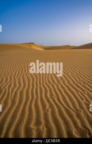 Blick auf Sand und Dünen in Maspalomas, Gran Canaria, Kanarische Inseln, Spanien, Atlantik, Europa Stockfoto