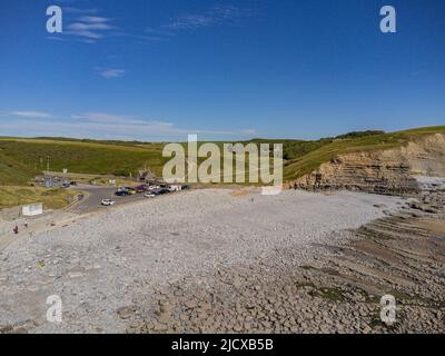 Luftaufnahmen von Dunraven Bay, Southerndown, Tal von Glamorgan, Wales Stockfoto