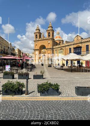 Pfarrkirche in Marsaxlokk Stockfoto