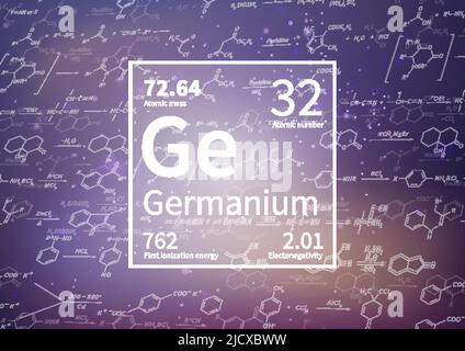 Germanium-chemisches Element mit erster Ionisationsenergie, atomarer Masse und Elektronegativität auf wissenschaftlichem Hintergrund Stock Vektor