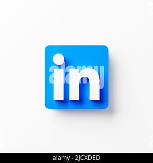 Chonburi, Thailand - 03. JUNI 2021: Ein Nahaufnahme-LinkedIn-Logo-Symbol auf weißem Hintergrund. American Business und beschäftigungsorientierten Online-Service über uns Stockfoto