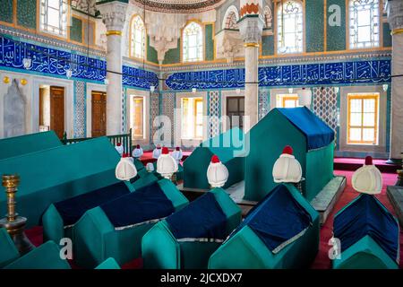 Das Innere des Grabes des Sultans Selim II. Aus dem 16.. Jahrhundert im Grab des Sultans-Hofes an der Seite von Ayasofia oder Hagia Sofia in Istanbul Stockfoto