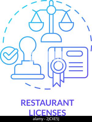 Restaurant-Lizenzen blaues Gradientenkonzept-Symbol Stock Vektor